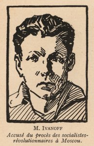 Nikolai Ivanov, rysk socialistrevolutionär politiker som var en av de åtalade i Moskvarättegången mot socialistrevolutionärer 1922, den första sovjetiska skenrättegången (lito) av French School