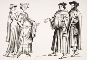 Noble Lady and Maid of Honor och Two Burgesses, efter en miniatyr i 