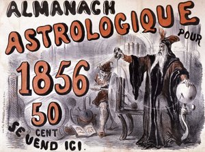 Nostradamus, astrolog som lyser upp framtiden - i "Almanach Astrologique"" från 1856 av French School