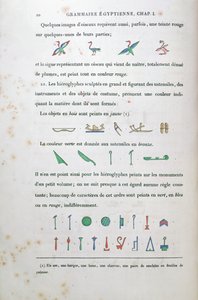Anteckningar om färgning av vissa hieroglyfer, från Grammaire Egyptienne av Jean Francois Champollion (1790-1832) 1836 av French School