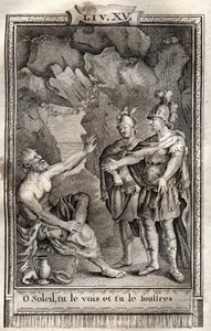 O Sol du ser det, och du lider det! Ulysse svarade mig utan att röra på mig: Jupiter vill ha det... gravyr från 1798 av Monnet i "Les Aventures de Telemaque, fils d
