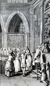 Lydnad, illustration från Min fars liv av Restif de la Bretonne av French School