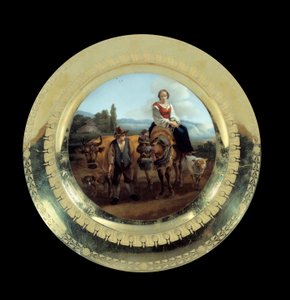 Objekt First Empire: skylt av Prince Eugenes tjänst: bergere i ett landskap nära Siena. Realiserad i tillverkningen känd som hertigen av Angouleme (1781-1828), Malmaison, Musee Du Chateau av French School