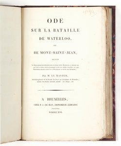 "Ode om slaget vid Waterloo", av Adrien-Jacques-Joseph Le Mayeur av French School