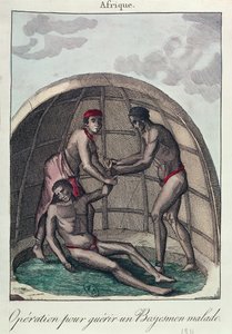 Operation för att hela en sjuk Bushman, 1811 (färgstick) av French School