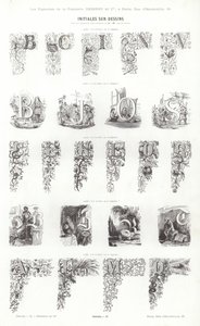 Sida från typografiska vinjetter (gravyr) av French School