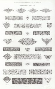 Sida från typografiska vinjetter (gravyr) av French School
