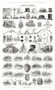 Sida från typografiska vinjetter (gravyr) av French School