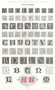 Sida från typografiska vinjetter (gravyr) av French School