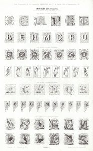 Sida från typografiska vinjetter (gravyr) av French School