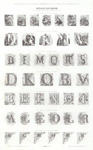 Sida från typografiska vinjetter (gravyr) av French School