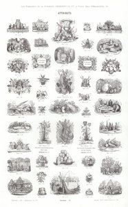 Sida från typografiska vinjetter (gravyr) av French School