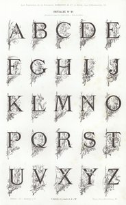 Sida från typografiska vinjetter (gravyr) av French School