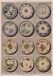 Sida från katalogen för Grand Depot de Porcelaines, Faiences et Verreries (färg litho) av French School