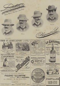 Sida med annonser från Le Figaro Illustre, december 1897 (foton) av French School