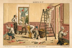 Måla insidan av en byggnad (chromolitho) av French School