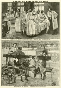 Målningar utställda på Parissalongen 1895 (gravyr) av French School
