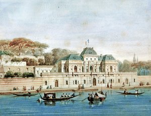 Den franska ambassadörens palats i Konstantinopel (färg litho) av French School