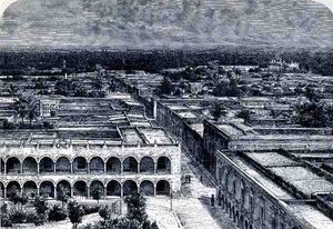 Panoramautsikt över Merida, från de antika städerna i den nya världen, av Claude-Joseph-Desire Charnay, pub. 1887 av French School