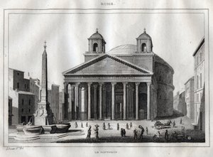 Pantheon - Rom - Roma - Gravyr från "" Italy Picturesque"" - Historisk och beskrivande målning av Italien" av M. de Norvins, Ch. Nodier 1834-1836. av French School