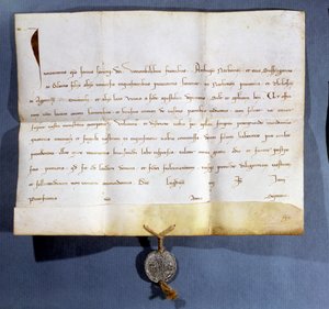 Påvlig tjur av påven Innocentius IV (d.1254) mot albigenserna av French School
