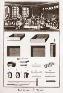 Pappersmarmorering - "" The Great Encyclopedia, eller Dictionnaire Raisonne des Sciences, des Arts et des Metiers" (Encyclopedia or Dictionary of the Sciences, Arts and Professions) av Denis Diderot (1713-1784) och Jean d