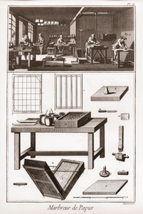 Pappersmarmorering - "" The Great Encyclopedia, eller Dictionnaire Raisonne des Sciences, des Arts et des Metiers" (Encyclopedia or Dictionary of the Sciences, Arts and Professions) av Denis Diderot (1713-1784) och Jean d