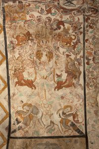 Sockenkyrka (Church of Our Lady of Solers). Interiör. Skepparna. Väggmålningar. Detalj. 1500-talet (?). av French School