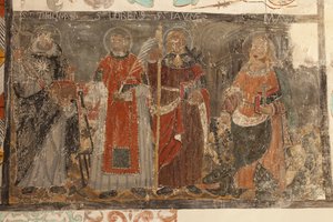 Församlingskyrka (Església de la Mare de Déu de Solers). Interiör. Mittskeppen. Muralmålningar. Detalj. 1500-talet (). av French School