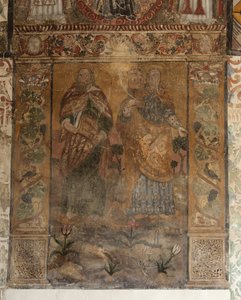 Sockenkyrka (Church of Our Lady of Solers). Interiör. Skepparna. Väggmålningar. Detalj. 1500-talet (?). av French School