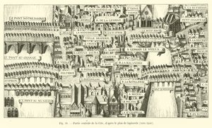 Centrala delen av Cite, enligt gobelängplanen, cirka 1540 av French School