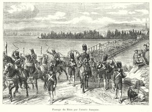 Passage av Rhen av den franska armén (gravyr) av French School