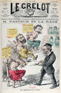 Pasteur och rabies, karikatyr av Louis Pasteurs experiment (1822-95) från Le Grelot, 8 november 1885 av French School