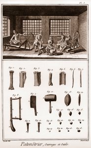 Patenotrier (tillverkare av radbandet) - arbete och verktyg - "" La Grande Encyclopédie, ou Dictionnaire Raisonne des Sciences, des Arts et des Metiers" (Encyclopedia or Dictionary of the Sciences, Arts and Professions) av Denis Diderot (1713-1784) och Jea av French School