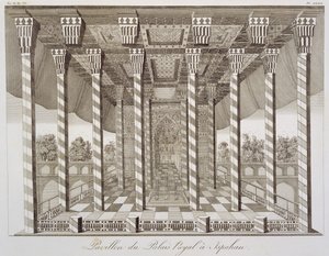 Paviljong vid Kungliga slottet i Isfahan, från Voyages du Chevalier Chardin en Perse, et autres Lieux d