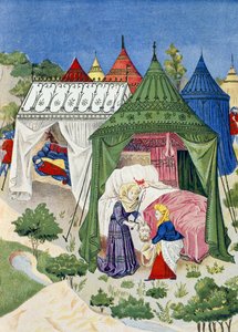 Paviljonger och tält från 1400-talet, detalj från Judiths historia av French School