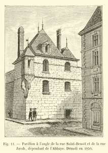 Paviljong i hörnet av rue Saint-Benoit och rue Jacob, beroende av klostret, revs 1850 av French School