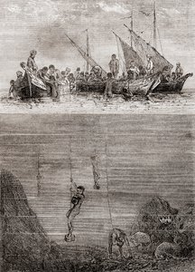 Päreldykare utanför ön Ceylons kust på 1700-talet, från 