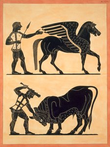 Pegasus, med Hercules som dödar tjuren, publicerad 1808-10 av French School