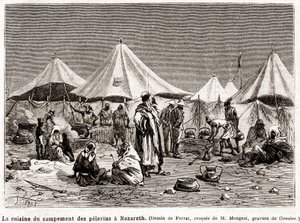 Penitence pilgrimsfärd till de heliga platserna från 25 april till 8 juni 1882 (gravyr) av French School
