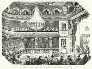 Prestanda ges till förmån för fattiga arbetare i Trianon, Versailles av French School
