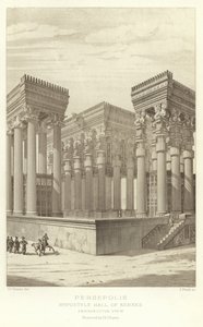 Persepolis, Hypostyle Hall of Xerxes, Perspektivvy, restaurerad av Ch Chipiez av French School