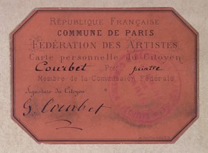 Personligt kort utfärdat av Paris Federation of Artists under Paris Commune och tillhörande Gustave Courbet, 1871 (kartong) av French School