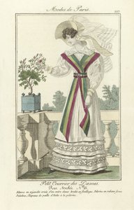 Petit Courrier des Dames, Rue Meslee nr. 25, från Modes de Paris, pub. 1824 (färgad gravyr) av French School