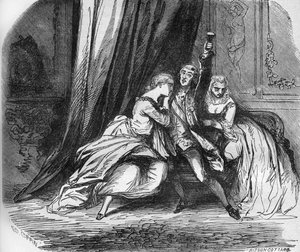 Filip II hertig av Orleans (Regenten) (1674-1723) och hans två döttrar Marie Louise Elisabeth d