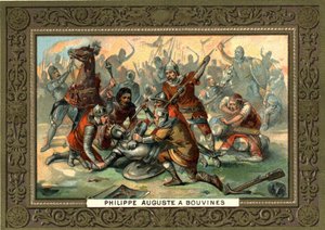 Philippe Auguste i Bouvines år 1214. 1800-talets kromolitografi Coll. Bianchetti. av French School