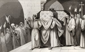 Philippe III (1245-85) den djärve hjälper till att bära sin fars kista, från 