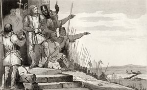 Philippe II Auguste (1165-1223) vinner slaget vid Bouvines efter bön, från 