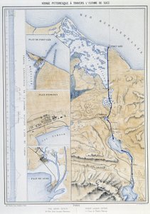 Pittoresk resa genom Sueznäset (Plan of Suez) i "" Invigning av Suezkanalen av G. Nicole. 1869 av French School