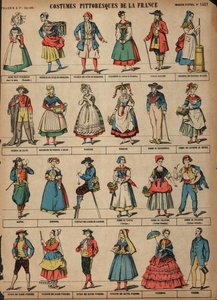 Pittoreska dräkter av Frankrike (färgad gravyr) av French School